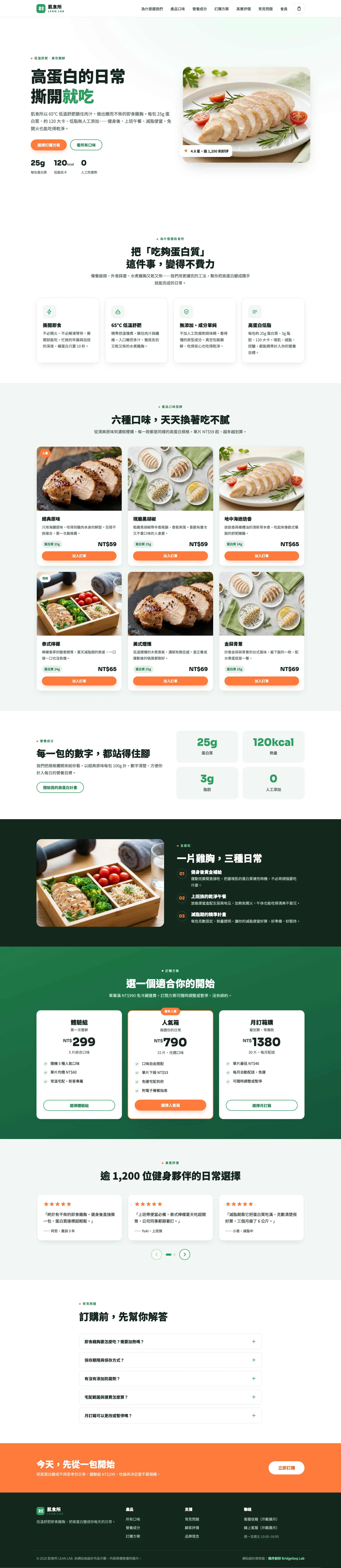 肌食所 LEAN LAB 網站整頁截圖