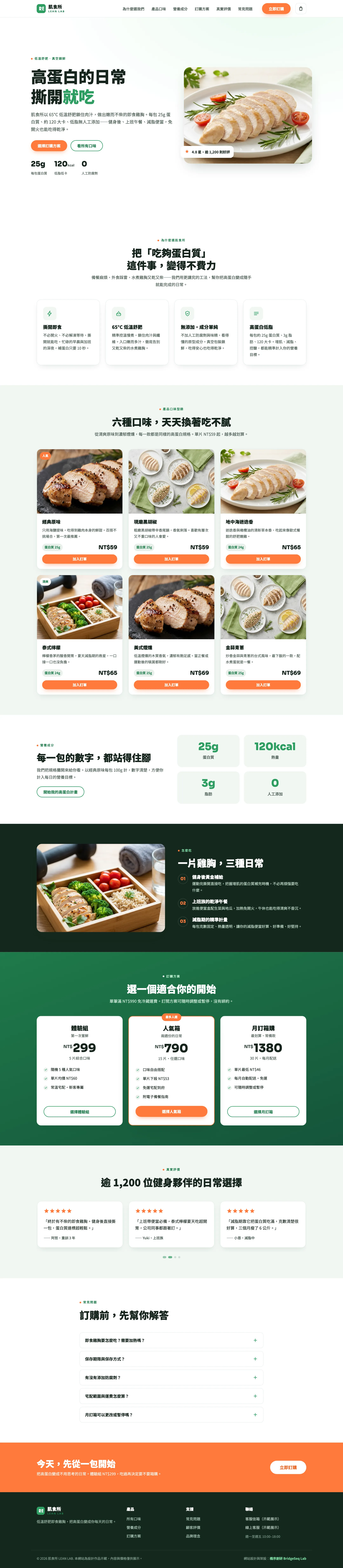一頁式網站範例 肌食所 LEAN LAB